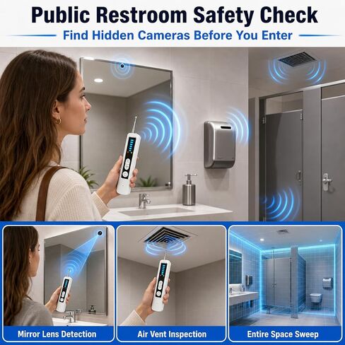 Hidden Camera Detectors, Anti-Spy Camera Finder,Rechargeable GPS Tracker&Bug Detector, Anti-Theft Alarm, 6 Adjustable Sensitivity, 4 Working Modes, Privacy Protector for Hotels, Travel, Home & Office in Kuwait