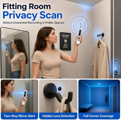 Hidden Camera Detectors, Anti-Spy Camera Finder,Rechargeable GPS Tracker&Bug Detector, Anti-Theft Alarm, 6 Adjustable Sensitivity, 4 Working Modes, Privacy Protector for Hotels, Travel, Home & Office in Kuwait