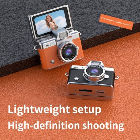 Mini Keychain Camera, 48MP & 1080P, 6 Filters, 180° Flip Screen | 1.47" 180° Flip Selfie Screen, 6 Retro Filters, 1080P Video, 48MP Photo, 32GB SD, Flashlight, for Teens,Birthday/Holiday Gift in Kuwait