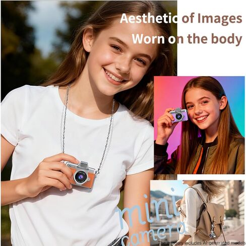 Mini Keychain Camera, 48MP & 1080P, 6 Filters, 180° Flip Screen | 1.47" 180° Flip Selfie Screen, 6 Retro Filters, 1080P Video, 48MP Photo, 32GB SD, Flashlight, for Teens,Birthday/Holiday Gift in Kuwait