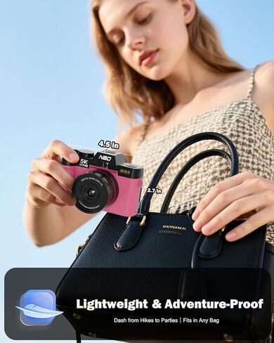 NBD 5K 64MP Digital Cameras for Photography,16X Zoom，Flip Screen,Dual-Lens | WiFi, Autofocus, Wide & Macro Lens, Microphone, 2 Batteries, 64GB Card, for YouTube, Vlogging,Travel, Beginners and Adults in Kuwait