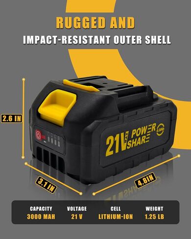 21V Lithium Battery Pack with Charger for Cordless Power Washer，Rugged Black Orange in Saudi Arabia