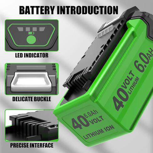 40V 6000mAh 29252 Battery Replacement for Greenworks 40V Battery Lithium | 20202 22262 25312 25322 20642 22272 27062 21242 Compatible with GreenWorks G-MAX Battery 40 Volt Cordless Chainsaw Tools in Kuwait