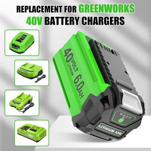 40V 6000mAh 29252 Battery Replacement for Greenworks 40V Battery Lithium | 20202 22262 25312 25322 20642 22272 27062 21242 Compatible with GreenWorks G-MAX Battery 40 Volt Cordless Chainsaw Tools in Kuwait