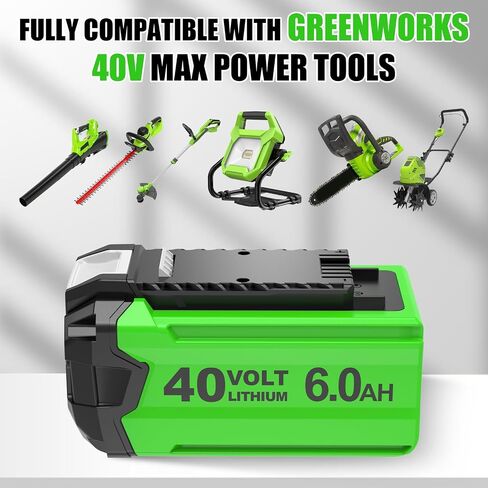 40V 6000mAh 29252 Battery Replacement for Greenworks 40V Battery Lithium | 20202 22262 25312 25322 20642 22272 27062 21242 Compatible with GreenWorks G-MAX Battery 40 Volt Cordless Chainsaw Tools in Kuwait