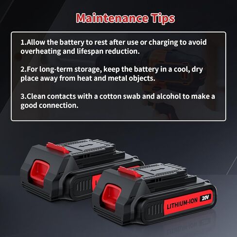 2 Pack 3800mAh Replacement for Black and Decker 20V Battery and Charger Compatible with Black and Decker 20 Volt Battery Cordless Power Tools LBX4020 LBX20 LBXR2020 LBXR20 LBXR20B in Kuwait