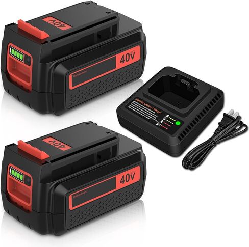 2 Pack LBX2040 3.6Ah Replacement for Black Decker 40V Battery and Charger | Compatible with Black and Decker 40 Volt Max Battery LBX2040 LBXR36 LBXR2036 LST540 LCS1240 LBX1540 LST136W 40V Tool (Orange) in Kuwait
