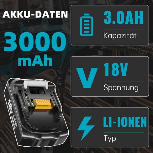 2-Pack 3.0 Ah BL1815 Battery Replacement for Makita 18V Battery Lithium ion Compatible with BL1815N BL1820 BL1830 BL1840 BL1840B BL1850 BL1850B BL1860 Cordless Tools in Saudi Arabia