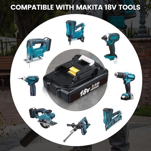 2-Pack 3.0Ah BL1815 Battery Replacement for Makita 18V Lithium ion Battery Compatible with BL1815 BL1820 BL1830 BL1840 BL1850 Battery for 18V Cordless Power Tools in Kuwait