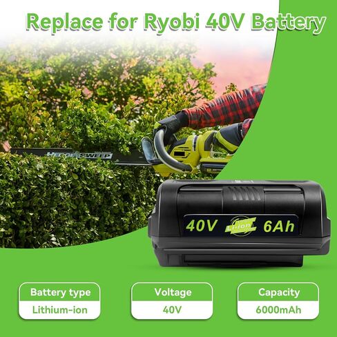40V 6Ah Lithium Battery: Replacement for Ryobi 40 V Battery OP40401 OP40602 OP4026 OP40501 OP40261 Compatible with Ryobi 40 Volt Lawn Mower 6.0 Ah 2 Pack in Kuwait