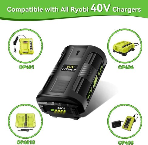 40V 6Ah Lithium Battery: Replacement for Ryobi 40 V Battery OP40401 OP40602 OP4026 OP40501 OP40261 Compatible with Ryobi 40 Volt Lawn Mower 6.0 Ah 2 Pack in Kuwait