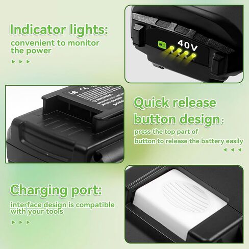 40V 6Ah Lithium Battery: Replacement for Ryobi 40 V Battery OP40401 OP40602 OP4026 OP40501 OP40261 Compatible with Ryobi 40 Volt Lawn Mower 6.0 Ah 2 Pack in Kuwait