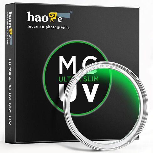 Haoge 46mm MC UV Lens Protection Filter for Panasonic 25mm 1.4 20 1.7 Leica DG Summilux 15/1.7 Olympus 17mm 1.8 Camera Lens Optical Glass Ultra Slim 18 Multi-Layer Coatings Silver in Kuwait