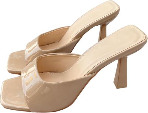 Sexy Square Open Toe Stiletto Slides Sandals For Women Fashion Comfortable Slip On Slingback Dress Mule Sandals Super High Heel Wedding Party Prom Slippers in Kuwait