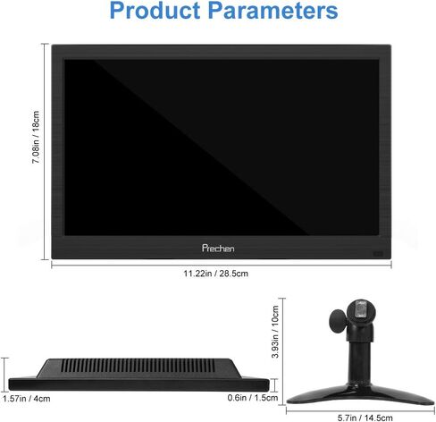 Prechen 11.6 Inch Security Monitor,Small Surveillance Monitor HDMI VGA AV BNC USB BNC Input,1366x768 Computer Display with Speakers for CCTV DVR Office and Home Security Camera System Surveillance in Kuwait