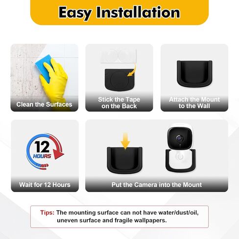 2 Pack Adhesive Wall Mount Bracket Stand Fits for Tapo Indoor Security Camera C100,C110,No Drilling Easy Installation Window Mount Camera Holder fits for TP Link Cam in Kuwait