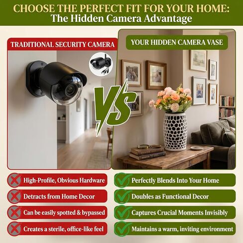 Decorative Camera Mount Cover Compatible with Ring Indoor Cam (2nd Gen) - Hidden Security Cam Case Disguised as White Vase with Faux Flowers Included - Home Decor Hider with Cord Management in Kuwait