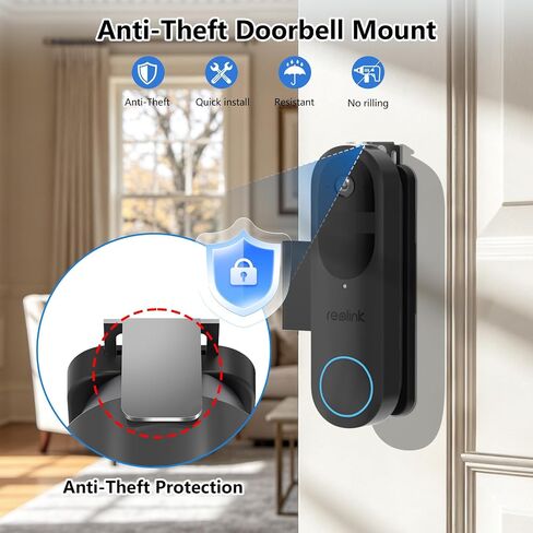 Anti-Theft Doorbell Mount for Reolink Battery Video Doorbell 2K, Adjustable Mounting Bracket Holder Accessories for Reolink Doorbell Camera, No Drill Door Mount for Rentals, Apartment Door Security in Kuwait