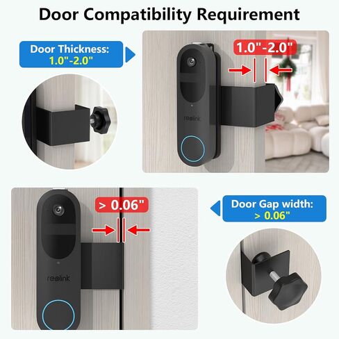 Anti-Theft Doorbell Mount for Reolink Battery Video Doorbell 2K, Adjustable Mounting Bracket Holder Accessories for Reolink Doorbell Camera, No Drill Door Mount for Rentals, Apartment Door Security in Kuwait