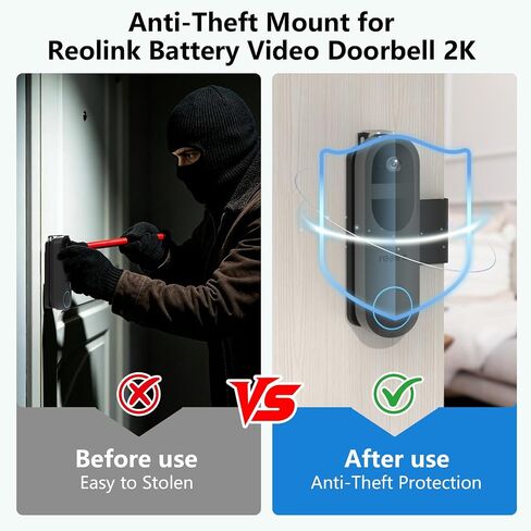 Anti-Theft Doorbell Mount for Reolink Battery Video Doorbell 2K, Adjustable Mounting Bracket Holder Accessories for Reolink Doorbell Camera, No Drill Door Mount for Rentals, Apartment Door Security in Kuwait
