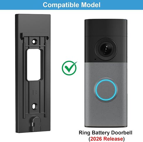 2026 Upgraded No Drill Doorbell Mount for Ring Battery Doorbell(Newest Model), Heavy-Duty Adhesive Wall Mount, Easy to Install, Door Mounting Holder Bracket Accessories for Home Rentals Room in Kuwait