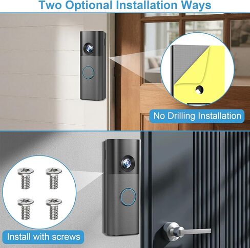 2026 Upgraded No Drill Doorbell Mount for Ring Battery Doorbell(Newest Model), Heavy-Duty Adhesive Wall Mount, Easy to Install, Door Mounting Holder Bracket Accessories for Home Rentals Room in Kuwait
