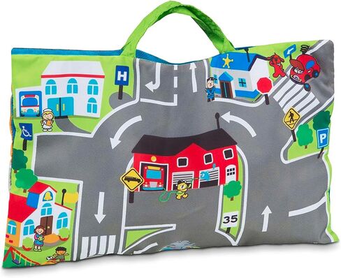 Melissa & Doug Take-Along Town Play Mat (19.25 x 14.25 inches) with 9 Soft Vehicles in Kuwait