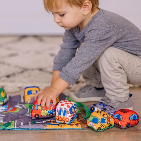 Melissa & Doug Take-Along Town Play Mat (19.25 x 14.25 inches) with 9 Soft Vehicles in Kuwait
