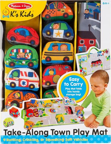 Melissa & Doug Take-Along Town Play Mat (19.25 x 14.25 inches) with 9 Soft Vehicles in Kuwait
