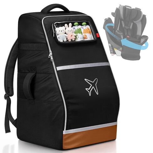 YOREPEK Car Seat Travel Bag for 360 Rotating Convertible Seats | Padded Gate Check Carseat Backpack for Airplane with Tracker Pocket for AirTag, Large Capacity with See-Through Pocket, Black in Kuwait