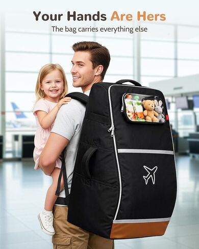 YOREPEK Car Seat Travel Bag for 360 Rotating Convertible Seats | Padded Gate Check Carseat Backpack for Airplane with Tracker Pocket for AirTag, Large Capacity with See-Through Pocket, Black in Kuwait