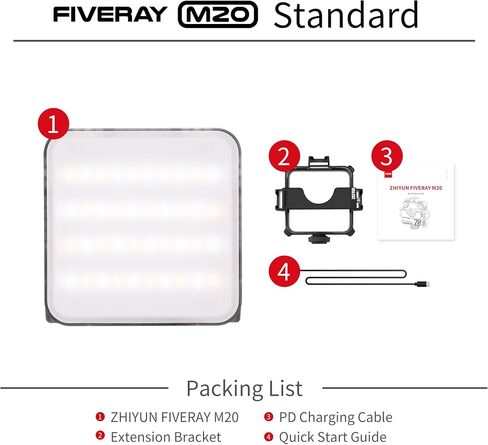 Zhiyun FIVERAY M20 On-Camera Video Lights, Bi-Color 2700k~6500k LED Video Lights, 20W (M20) in Kuwait