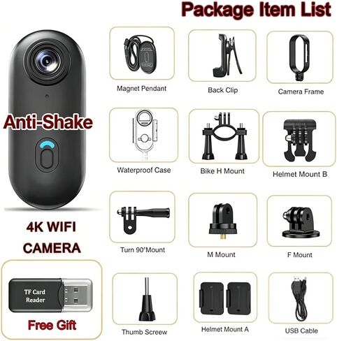 4K EIS Anti-Shake Waterproof Pocket POV Action Camera WiFi Sports Video Recorder for Motorcycle Bike Outdoor Vlog Adventure in Kuwait