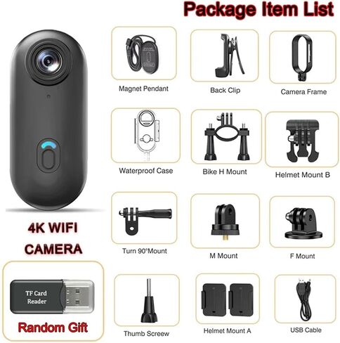 4K HD WiFi Pocket Mini Vlog Body Camera with 128GB Storage Portable Wireless Action Cam for Outdoor Sports Video Recording in Kuwait