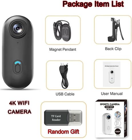 H88 PRO 4K EIS Anti-Shake Mini Action Camera WiFi IPX7 Waterproof Portable POV Video Recorder for Outdoor Vlogging in Kuwait