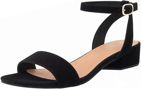 TruFox 1 Inch Low Heel Sandals for Women Dressy Short Black Heels Open Toe | Cushioned Insole & Adjustable Strap, All-Day Comfort, True to Size, Great for Work, Parties & Weddings in Saudi Arabia