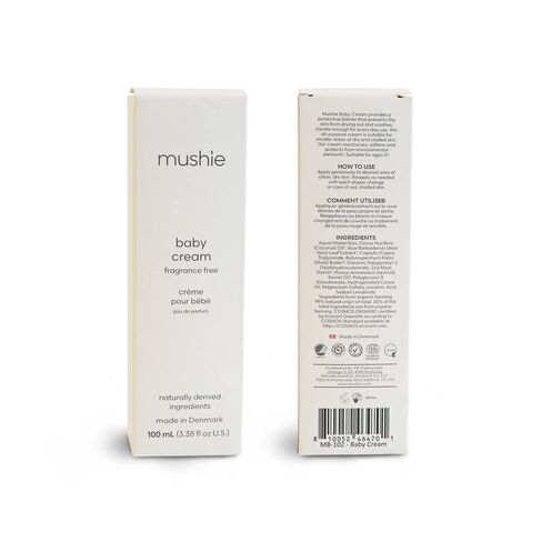 mushie Baby Cream | Healing Ointment for Dry, Chaffed Skin, Diaper Rash, & Minor Scratches | Certified COSMOS ORGANIC | Made In Denmark, 3.38 fl oz (100 mL) in Kuwait