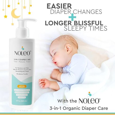 3-in-1 Diaper Care - Baby Cream, Cleanser & Baby Lotion Organic - Diaper Rash Cream - Baby Diaper Rash Ointment - Baby Care Products - Diaper Cream to Clean, Moisturize & Protect Baby Skin, 8 oz in Kuwait