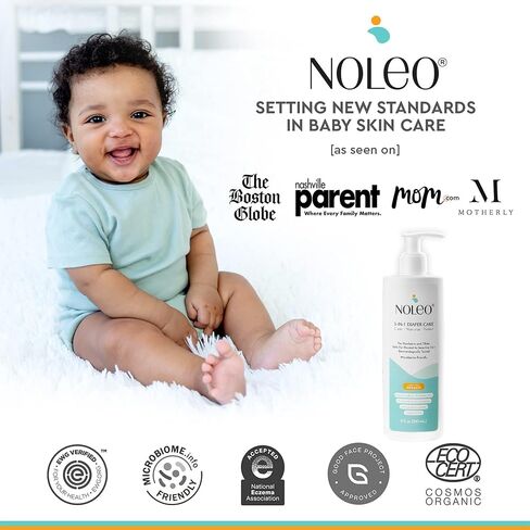 3-in-1 Diaper Care - Baby Cream, Cleanser & Baby Lotion Organic - Diaper Rash Cream - Baby Diaper Rash Ointment - Baby Care Products - Diaper Cream to Clean, Moisturize & Protect Baby Skin, 8 oz in Kuwait