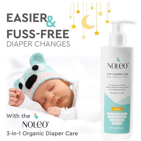 3-in-1 Diaper Care - Baby Cream, Cleanser & Baby Lotion Organic - Diaper Rash Cream - Baby Diaper Rash Ointment - Baby Care Products - Diaper Cream to Clean, Moisturize & Protect Baby Skin, 8 oz in Kuwait