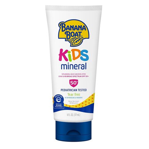 Banana Boat Kids Mineral Sunscreen Lotion, SPF 50, 6 fl oz (Pack of 1) | Mineral, zinc-oxide based sunscreen lotion in Kuwait