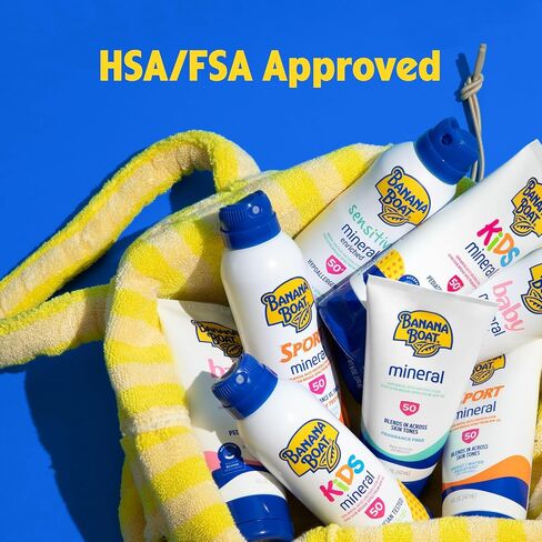 Banana Boat Kids Mineral Sunscreen Lotion, SPF 50, 6 fl oz (Pack of 1) | Mineral, zinc-oxide based sunscreen lotion in Kuwait