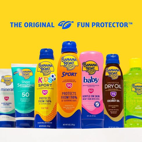 Banana Boat Kids Mineral Sunscreen Lotion, SPF 50, 6 fl oz (Pack of 1) | Mineral, zinc-oxide based sunscreen lotion in Kuwait