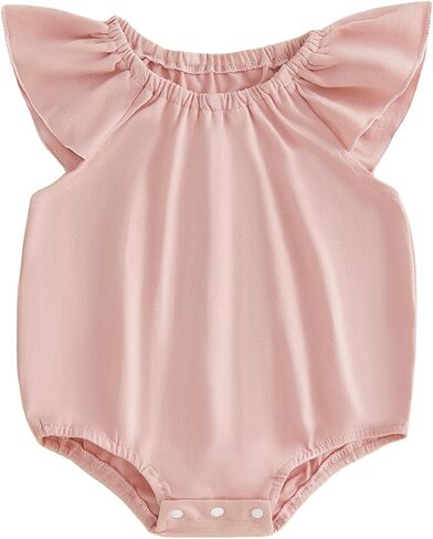 Mubineo Baby Girl Boy Summer Clothes Cute Cotton Romper Basic Plain Ruffle Sleeveless Rompers Comfy Newborn Tops Outfit in Kuwait