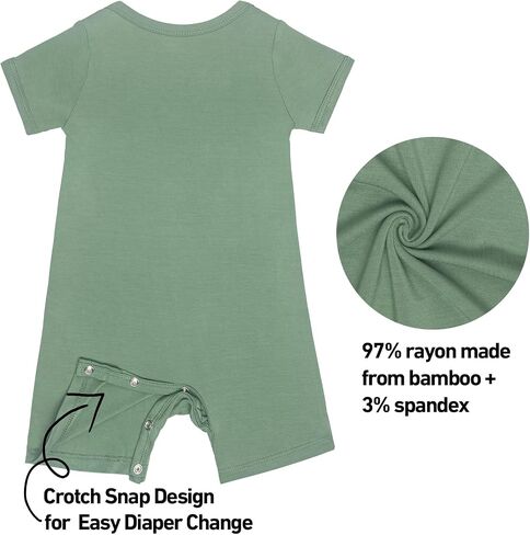 3pack Baby Rompers Short Sleeve with Snap Closure Infant Clothes Black+charcoal grey+green 0-3 M in Kuwait