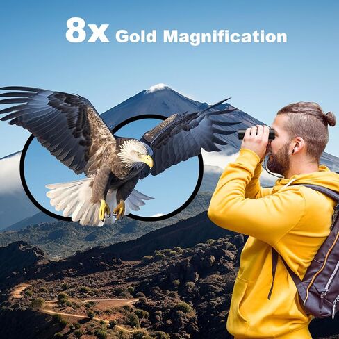 USCAMEL Compact Binoculars for Adults 8x21: Small Binoculars for Travel | FMC optics, BAK4 prism, easy focus and lightweight design for bird watching, cruises, concerts, hiking and gifts in Kuwait