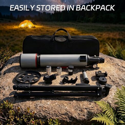 WOZEL Telescope for Adults Kids Beginners | 90mm Aperture 600mm Refractor, 30x-180x, FMC optics, Portable, Astronomy, Stargazing, Travel, Phone Adapter, Tripod, Bag in Kuwait