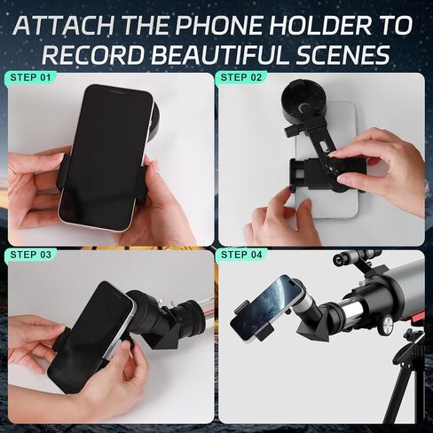 WOZEL Telescope for Adults Kids Beginners | 90mm Aperture 600mm Refractor, 30x-180x, FMC optics, Portable, Astronomy, Stargazing, Travel, Phone Adapter, Tripod, Bag in Kuwait