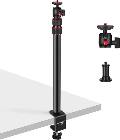 NEEWER Camera Desk Mount with Holder & 360° Ball Head, 17"-40"/43-102cm Telescopic C Clamp Table Light Stand 1/4" Screw, Desktop Stand 6.6lb/3kg Max Load for DSLR Camera, Webcam, Ring Light,TL283 in Kuwait