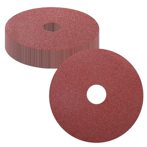 25 Pcs Aluminum Oxide Resin Fiber Sanding and Grinding Discs - [4.5Inch x 7/8Inch Arbor Hole, 60 Grits] Abrasive Disc for Finishing, Polishing on Wood, Fiberglass, Metal, Red in Kuwait